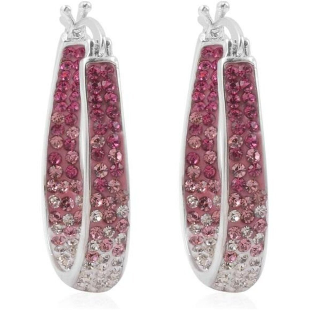 14k white gold plated crystal hoop earrings hypoallergenic inside out hoops